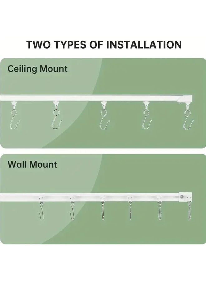 White Ceiling Wall Curtain Track System 300cm No Drill Adhesive Rod - Image 5